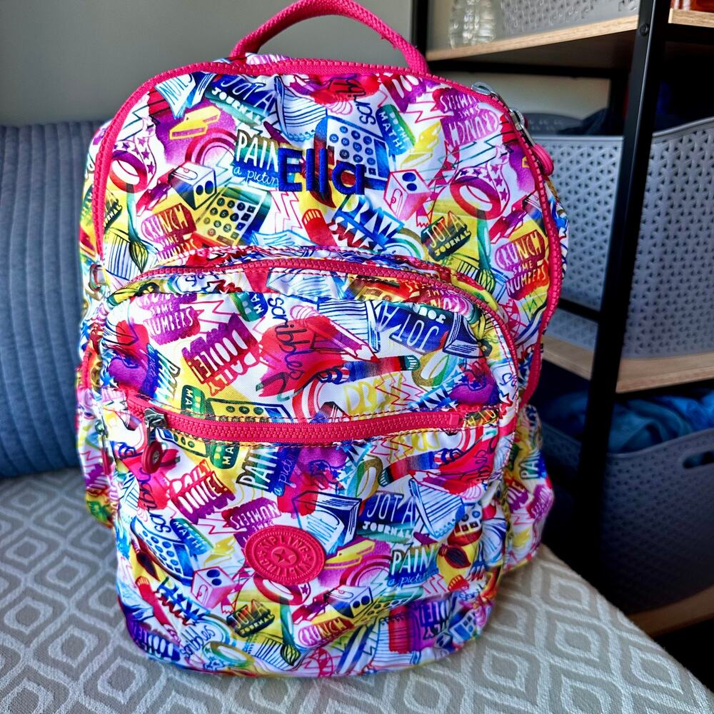 Kipling Treasure Seeker Seoul GO Large 17" School Graffiti Backpack Monogrammed